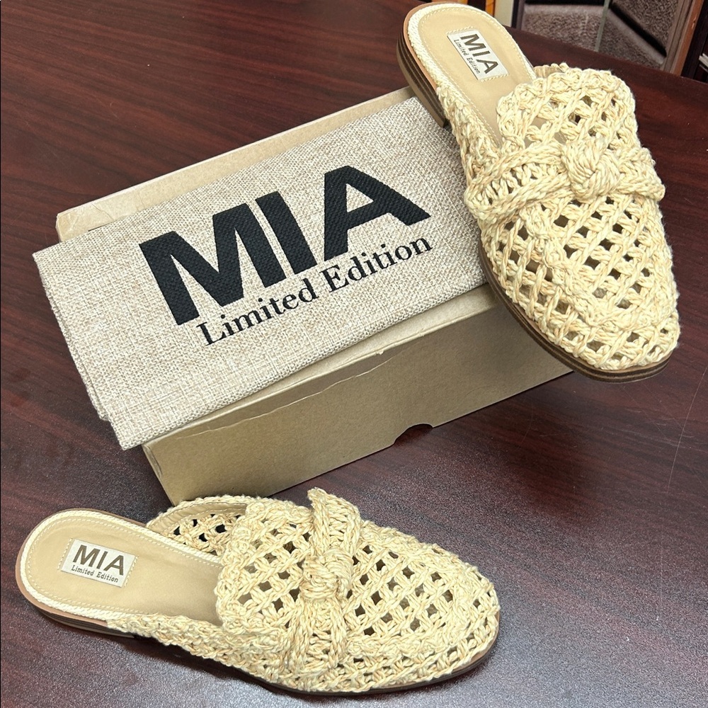 MIA Limited Edition Cream Woven Mules